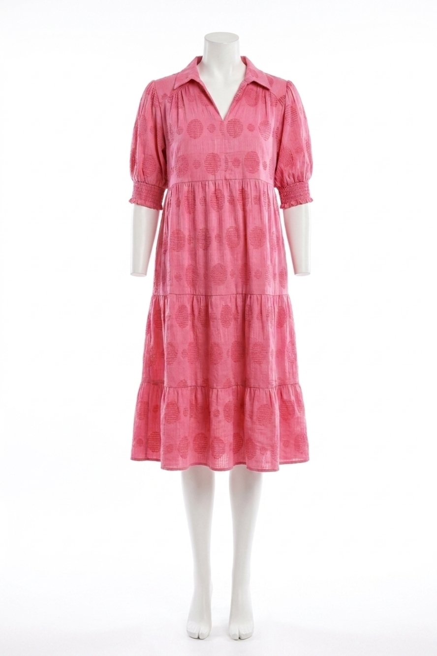 NEW UMGEE jacquard tiered midi dress in rose